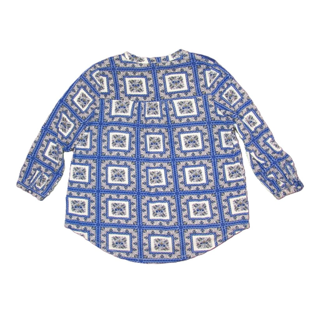 Anthropologie Porridge Womens M Blue Blouse Shirt Boho Floral Tile Pattern NWT - Picture 8 of 14